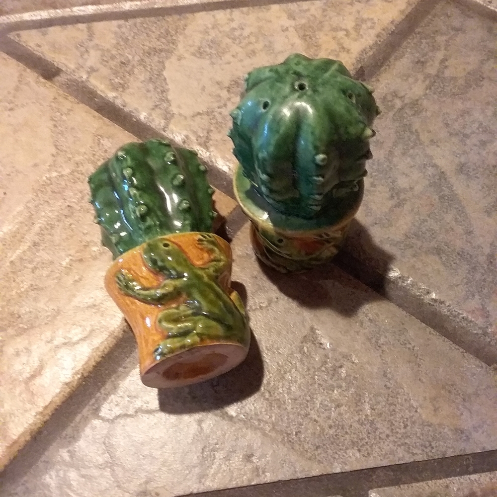 Vintage Cactus  Geicko Salt & Pepper Shakers